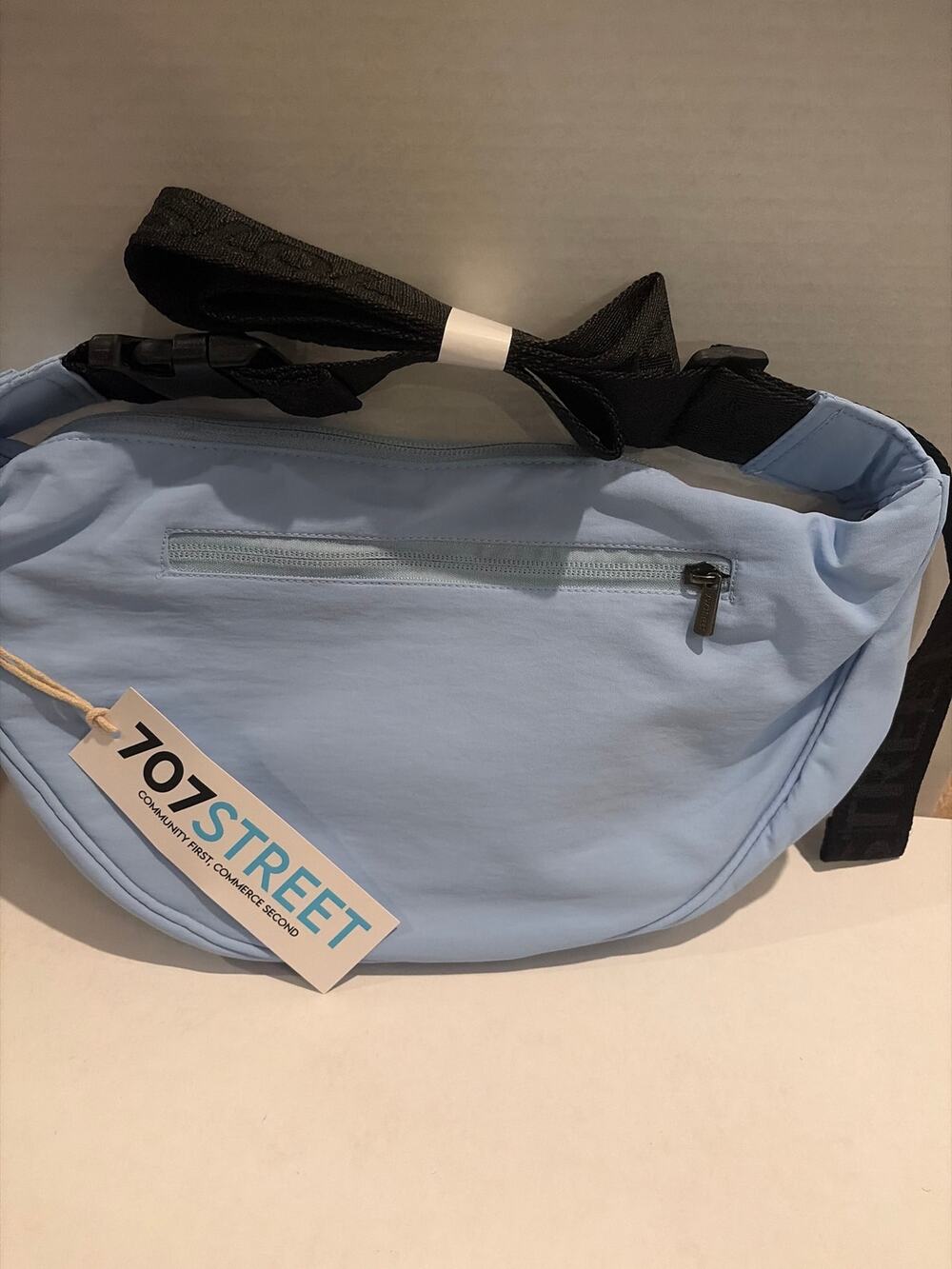 707 Street Blue Medium Nylon Crescent Bag